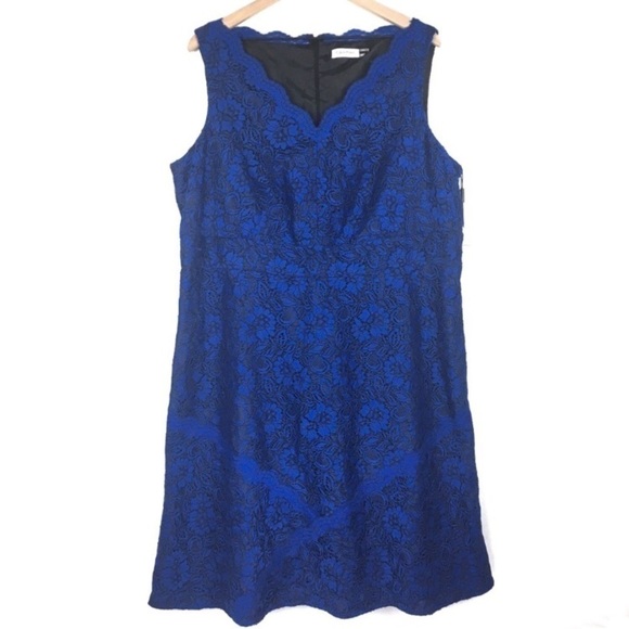 CALVIN KLEIN Dress Lace Short Formal Sleeveless V Neck Scallop Plus Size 18W NWT - Picture 1 of 9
